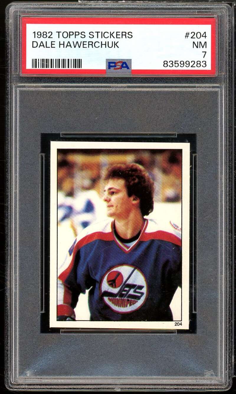 Dale Hawerchuk Card 1982-83 Topps Stickers #204 PSA 7 Image 1