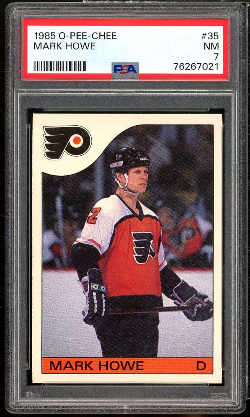 Mark Howe Card 1985-86 O-Pee-Chee #35 PSA 7 Image 1