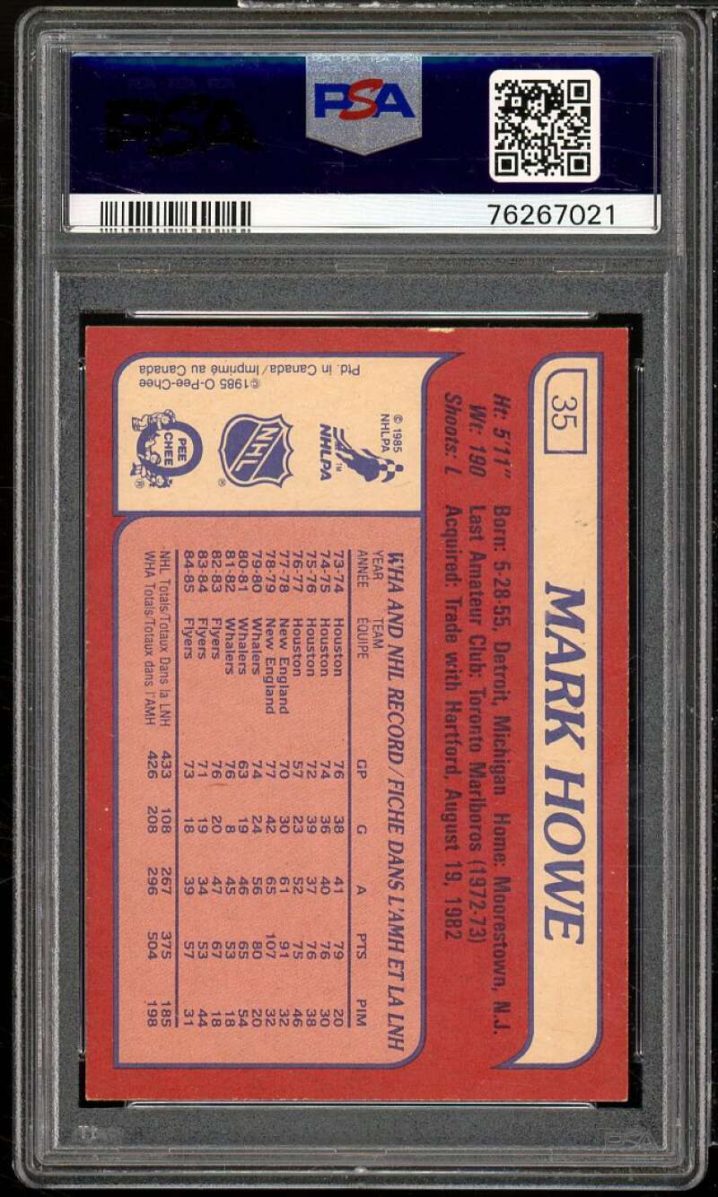 Mark Howe Card 1985-86 O-Pee-Chee #35 PSA 7 Image 2
