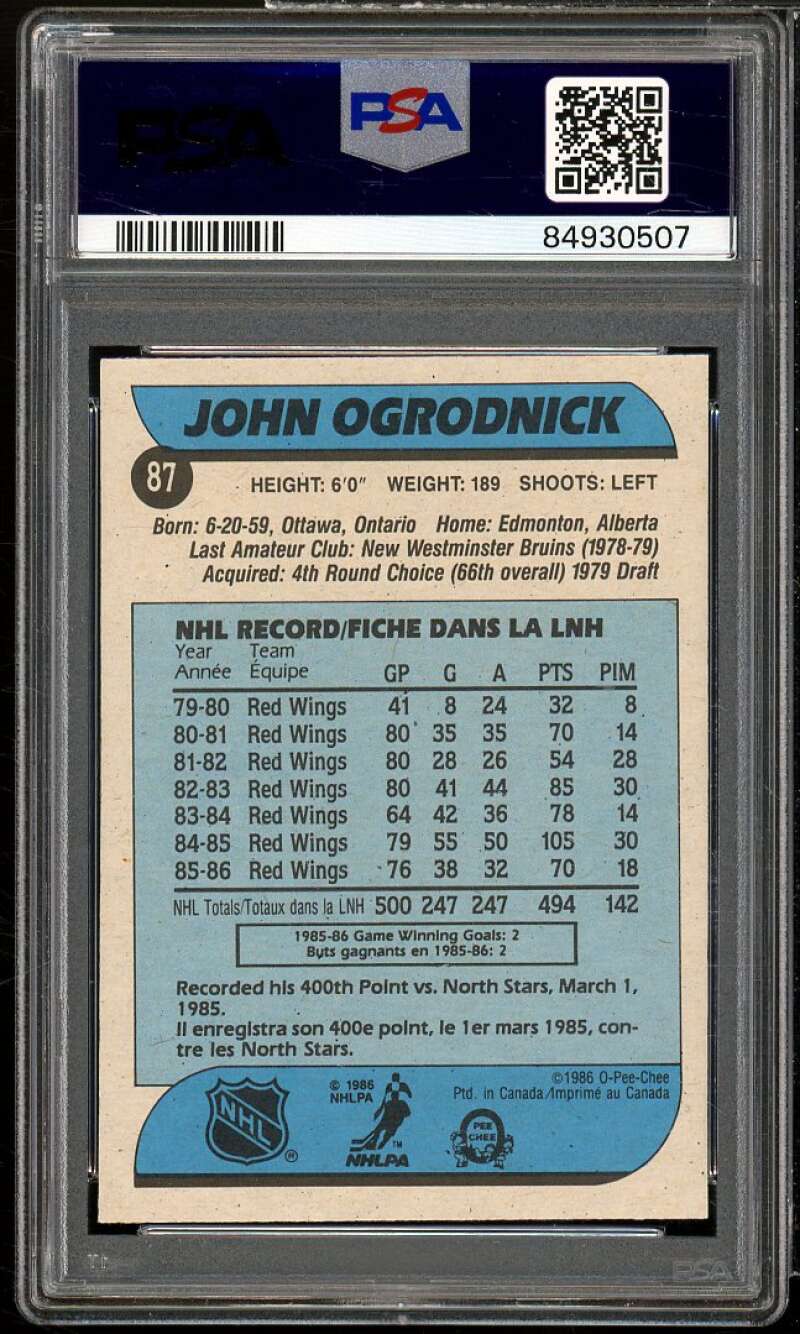 John Ogrodnick Card 1986-87 O-Pee-Chee #87 PSA 6 Image 2