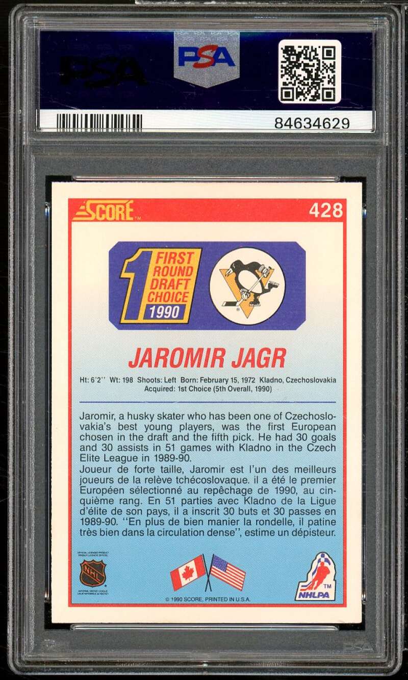 Jaromir Jagr Card 1990-91 Score Canadian #428 PSA 7 Image 2