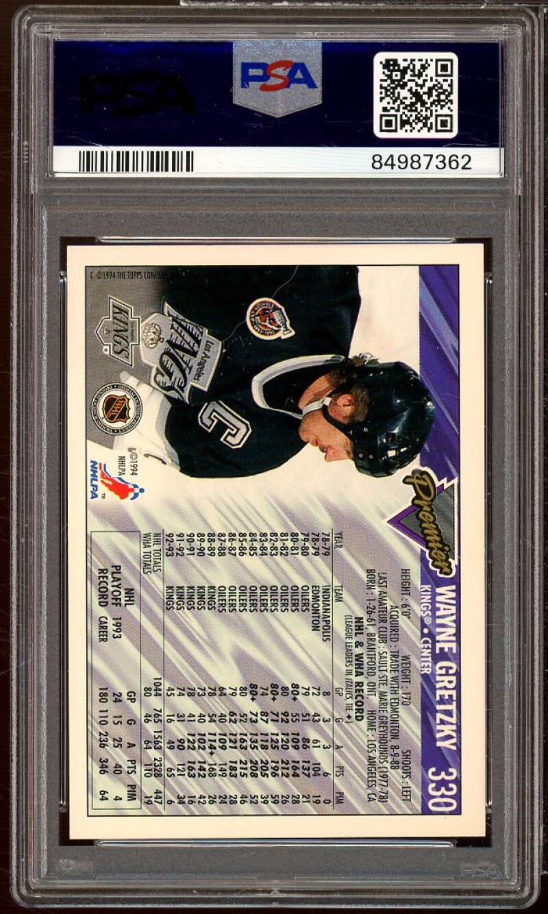 Wayne Gretzky Card 1993-94 Topps Premier #330 PSA 7 Image 2