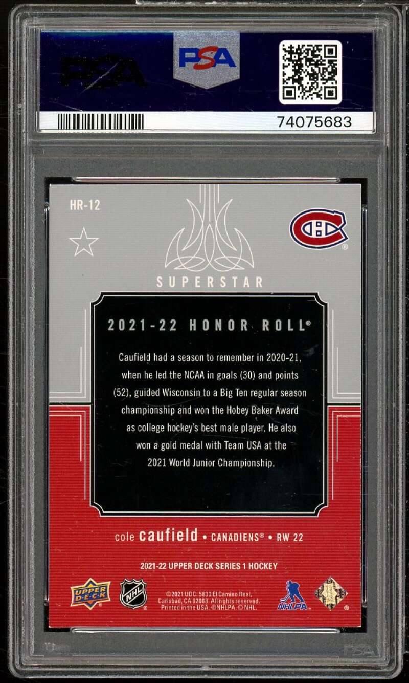 Cole Caufield Rookie Card 2021-22 Upper Deck Honor Roll #HR-12 PSA 8 Image 2