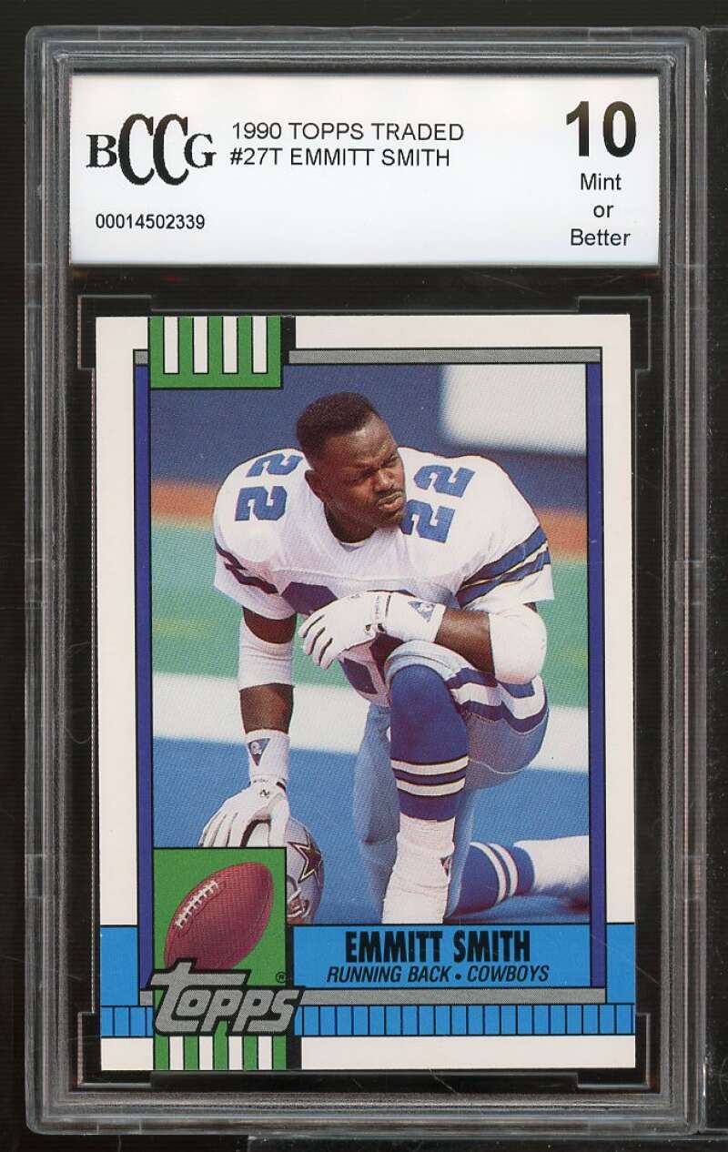 1990 Topps Traded #27t Emmitt Smith Rookie Card BGS BCCG 10 Mint+ Image 1