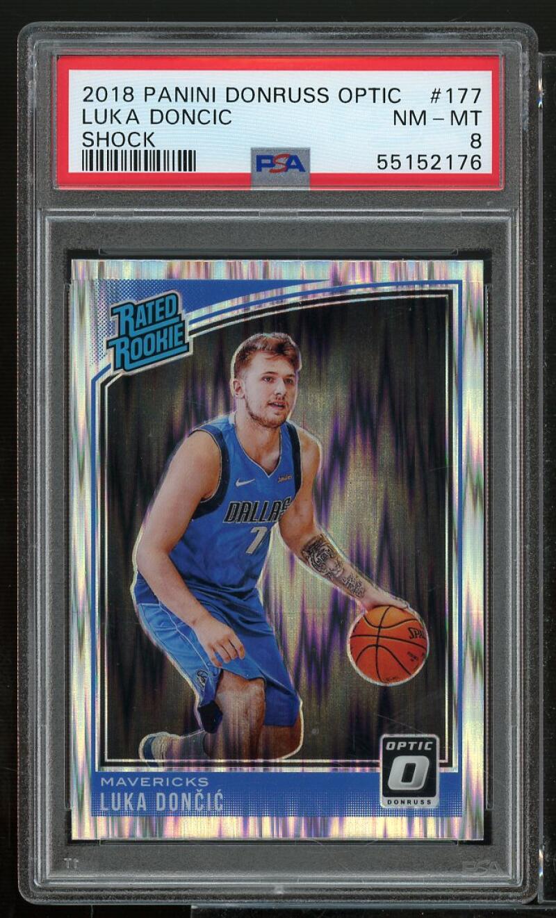 Luka Doncic Rookie Card 2018-19 Panini Donruss Optic Shock #177 PSA 8 Image 1