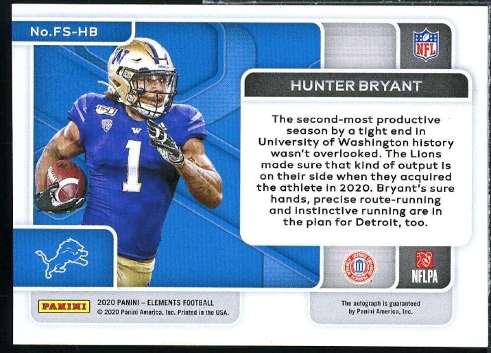 Hunter Bryant Rookie Card 2020 Panini Elements Future Signs Orange #18  Image 2