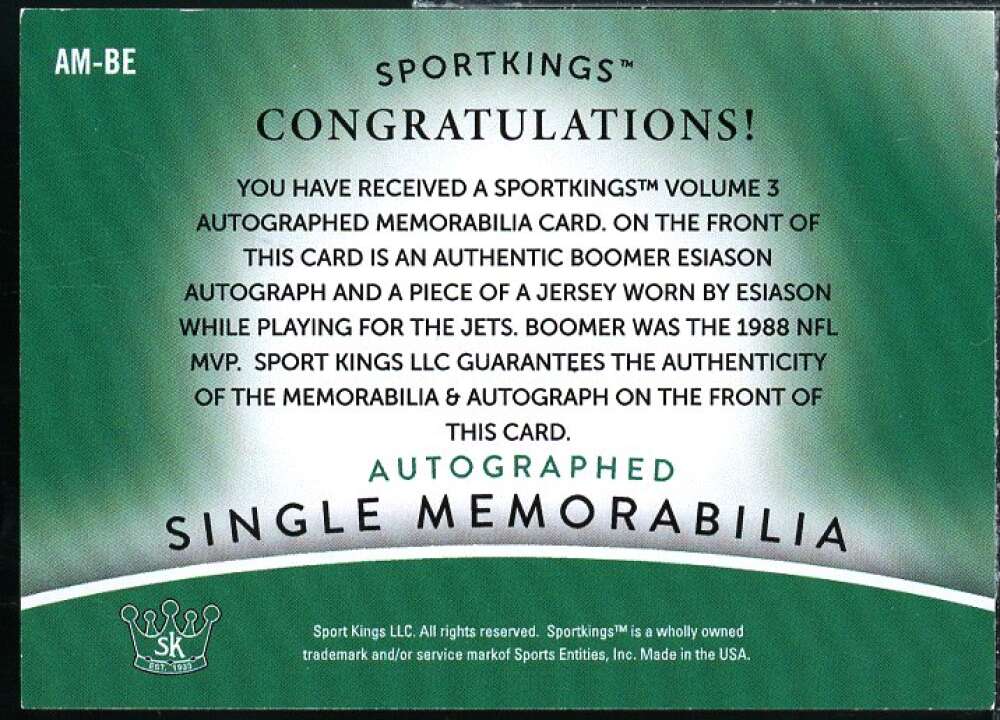 Boomer Esiason 2022 Sportkings Volume 3 Autographed Single Memorabilia #AM-BE  Image 2
