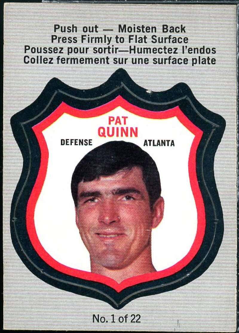 Pat Quinn Card 1972-73 O-Pee-Chee Player Crests #1  Image 1