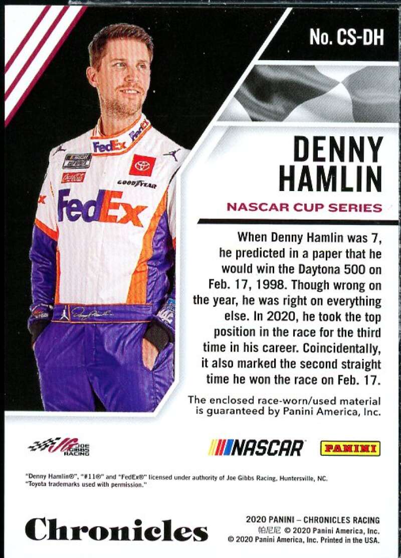 Denny Hamlin Card 2020 Panini Chronicles Swatches #15  Image 2