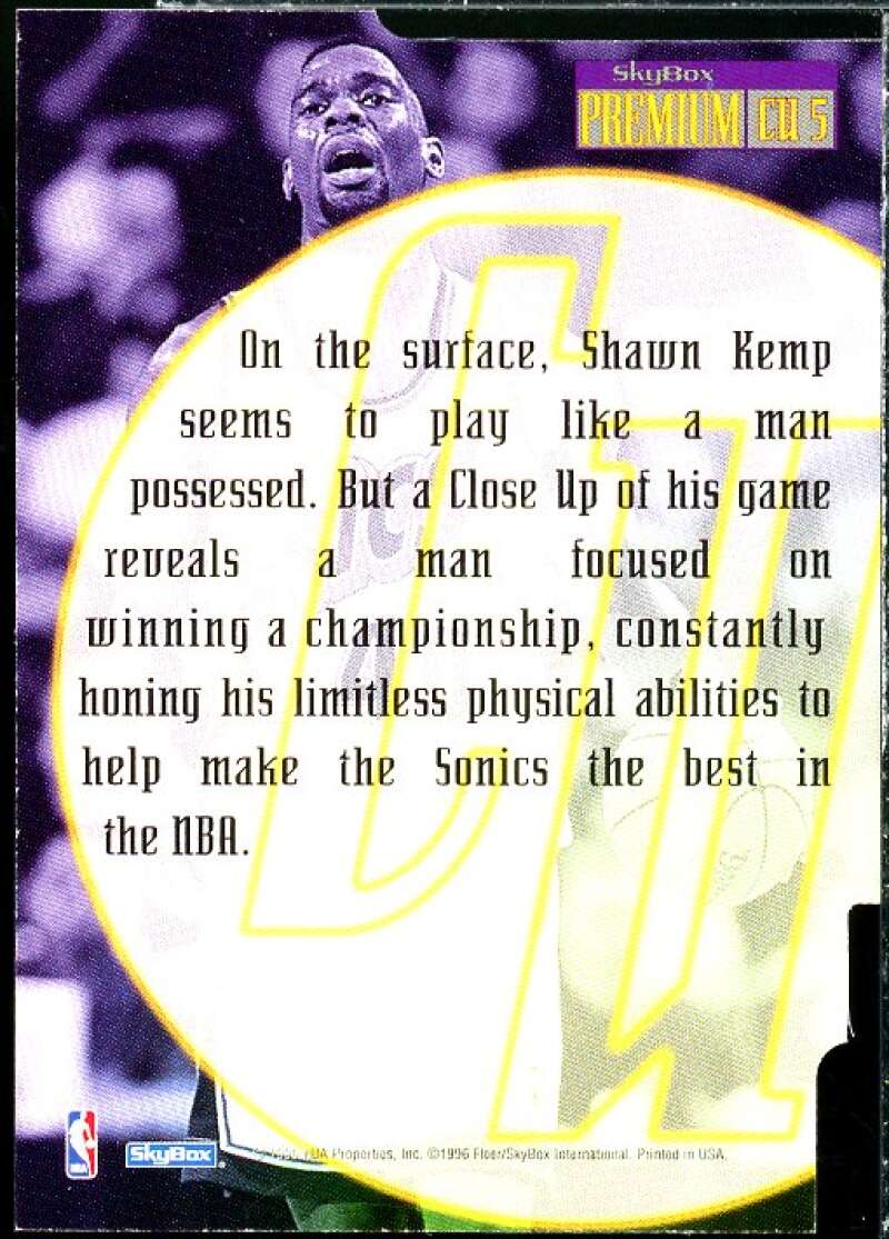 Shawn Kemp Card 1996-97 SkyBox Premium Close-Ups #CU5  Image 2