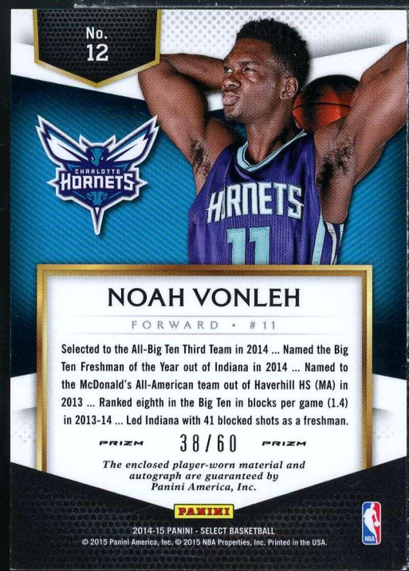 Noah Vonleh Rookie 2014-15 Select Rookie Jersey Autographs Prizms Orange #12  Image 2