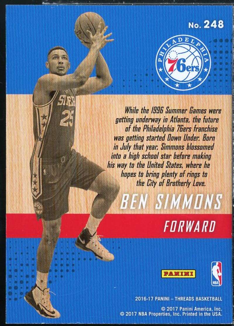 Ben Simmons WOOD Rookie Card 2016-17 Panini Threads #248  Image 2