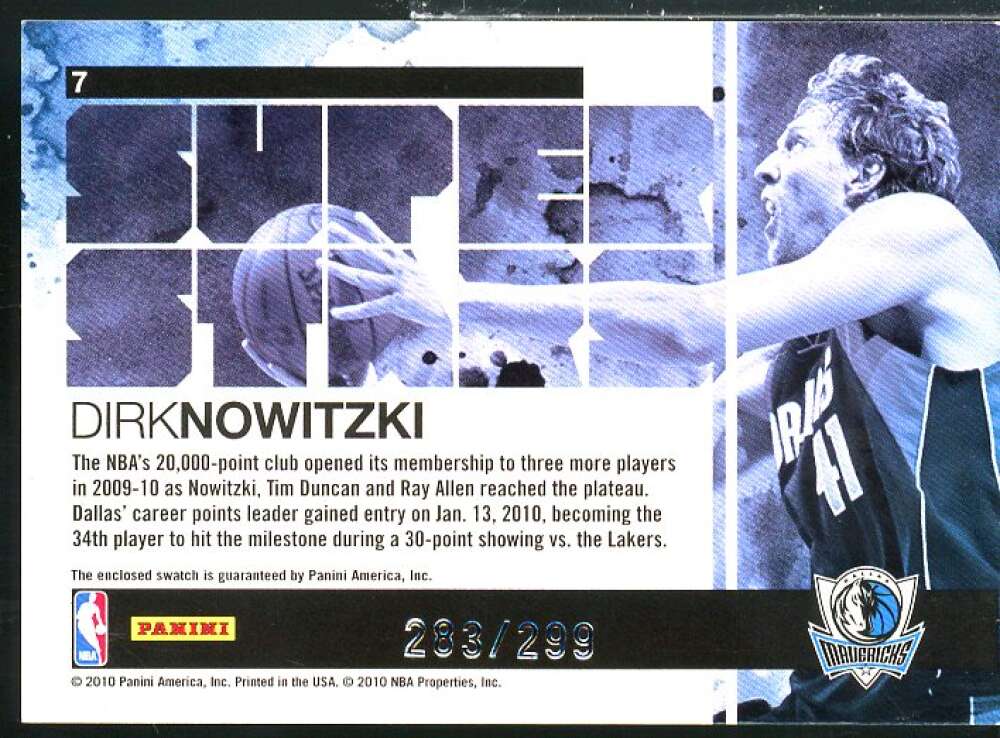 Dirk Nowitzki Card 2010-11 Rookies Stars Superstars Materials #7  Image 2