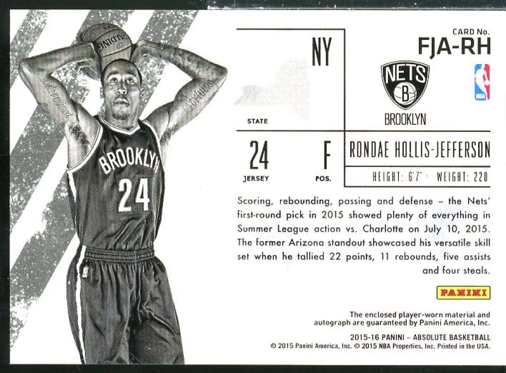 Rondae Hollis-Jefferson 2015 Absolute Memorabilia Freshman Flyer JSY AU #FJARH  Image 2