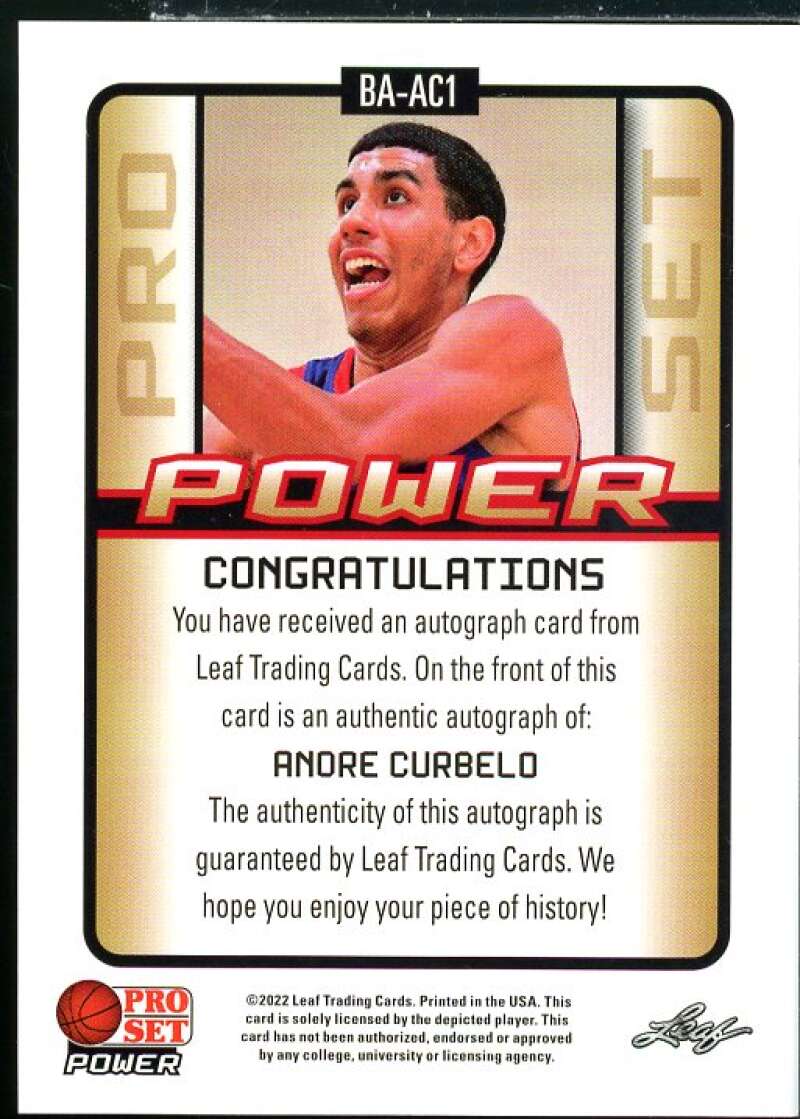 Andre Curbelo Rookie Card 2021-22 Leaf Pro Set Power Silver #BAAC1  Image 2