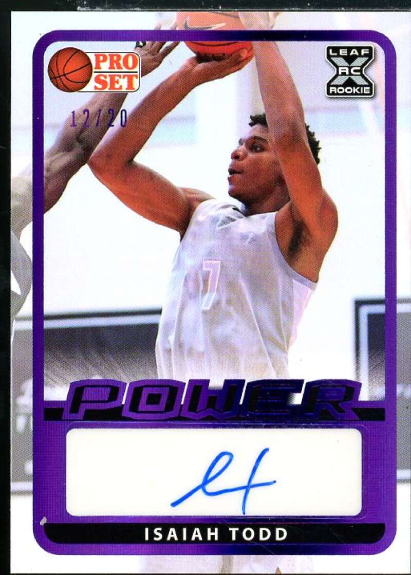 Isaiah Todd Rookie Card 2021-22 Leaf Pro Set Power Purple #BAIT1  Image 1