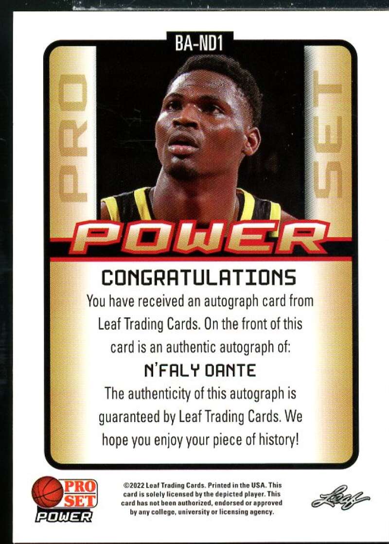 Faly Dante Rookie Card 2021-22 Leaf Pro Set Power Red #BAND1  Image 2