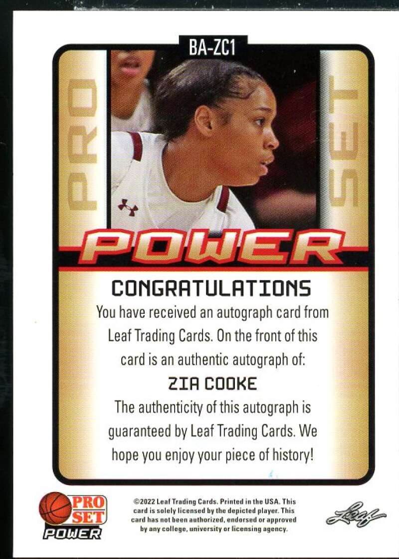 Zia Cooke Rookie Card 2021-22 Leaf Pro Set Power Green #BAZC1  Image 2