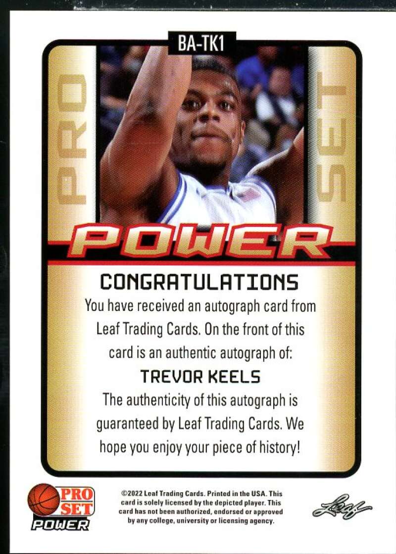 Trevor Keels Rookie Card 2021-22 Leaf Pro Set Power Green #BATK1  Image 2