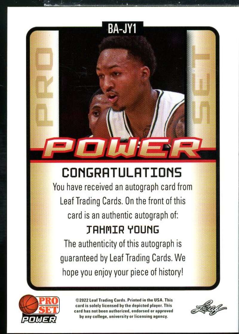 Jahmir Young Rookie Card 2021-22 Leaf Pro Set Power Platinum #BAJY1  Image 2