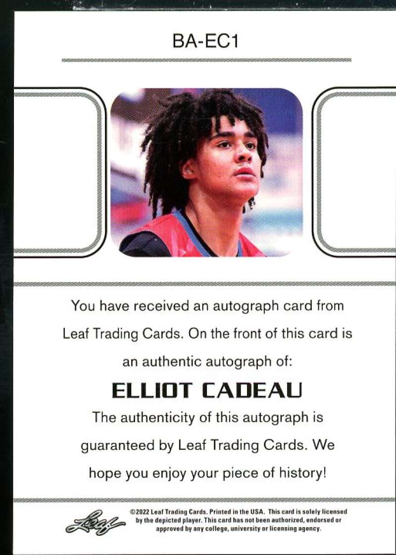 Elliot Cadeau Rookie Card 2021-22 Leaf Pro Set Power Silver #BAEC1  Image 2