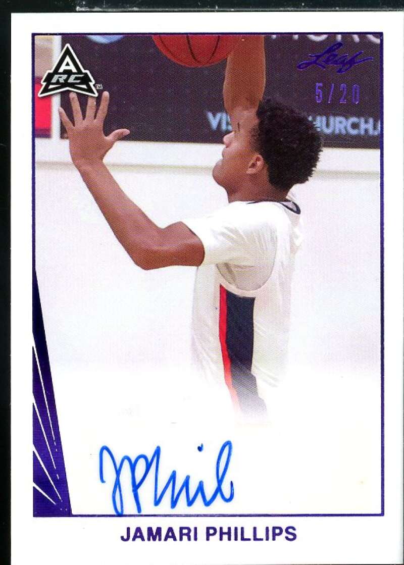 Jamari Phillips Rookie Card 2021-22 Leaf Pro Set Power Purple #BAJP2  Image 1