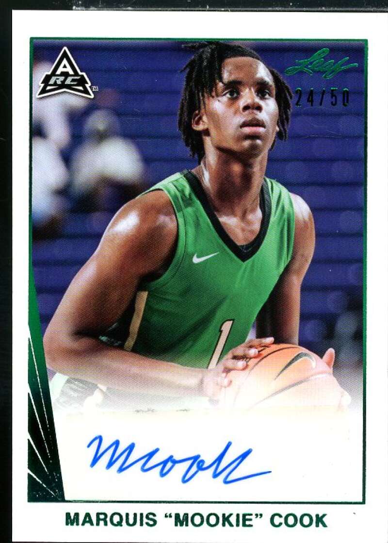 Marquis Mookie Cook Rookie Card 2021-22 Leaf Memories '90 Green #BAMC3  Image 1