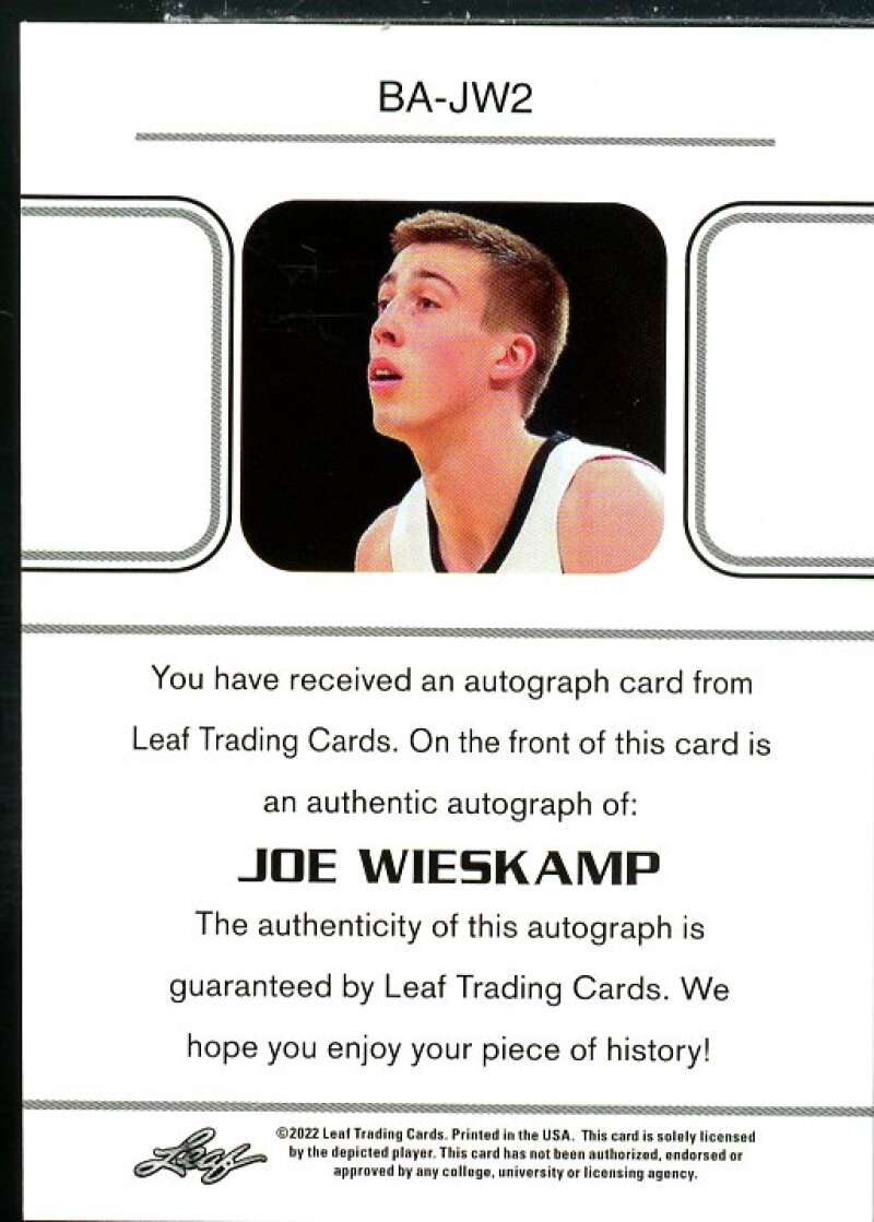 Joe Wieskamp Rookie Card 2021-22 Leaf Memories '60 Platinum #BWJW2  Image 2