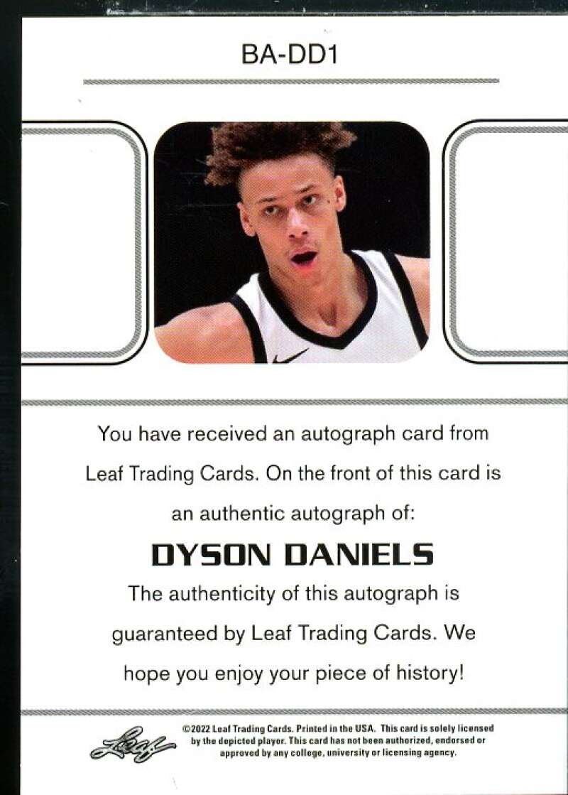 Dyson Daniels Rookie Card 2021-22 Leaf Memories '90 Platinum #BADD1  Image 2