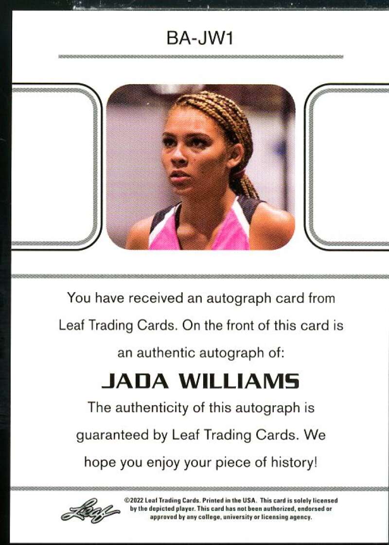 Jada Williams Rookie Card 2021-22 Leaf Memories '60 #BWJW1  Image 2