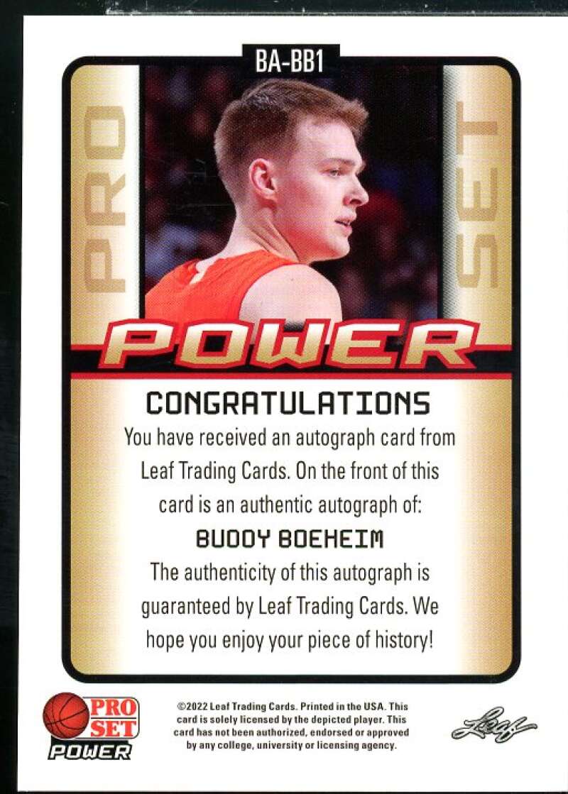 Buddy Boeheim Rookie Card 2021-22 Leaf Pro Set Power #BABB1  Image 2