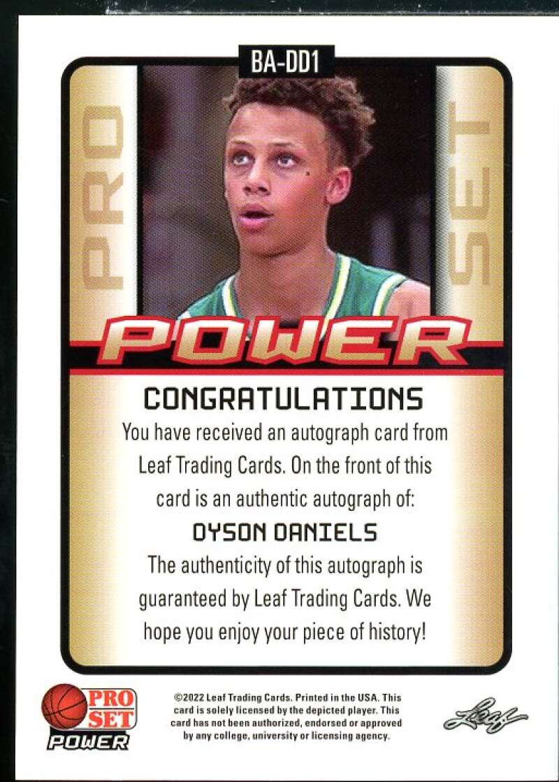 Dyson Daniels Rookie Card 2021-22 Leaf Pro Set Power #BADD1  Image 2