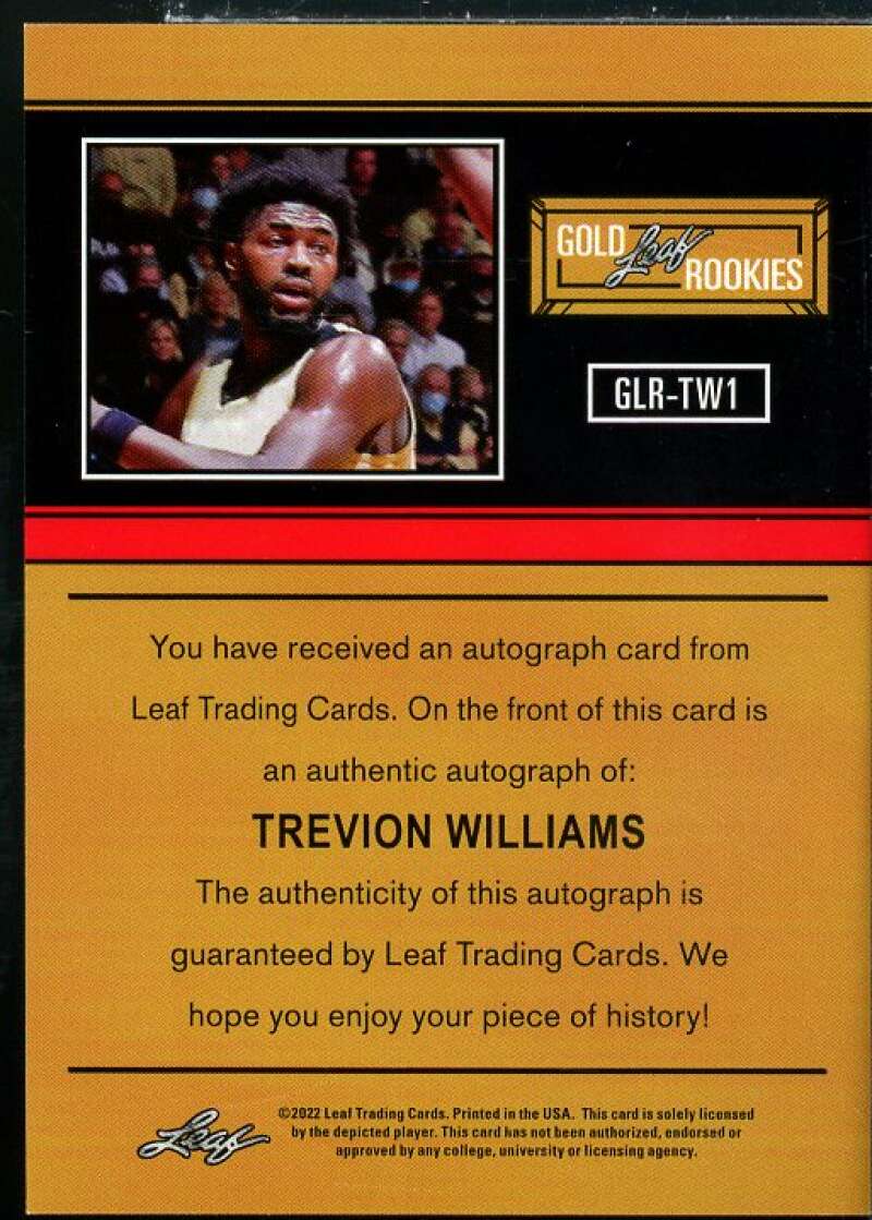 Trevion Williams Rookie Card 2021-22 Leaf Memories '91 Green #GLRTW1  Image 2