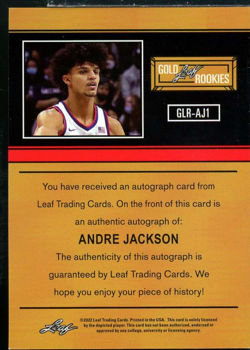 Andre Jackson Rookie Card 2021-22 Leaf Memories '91 Platinum #GLRAJ1  Image 2