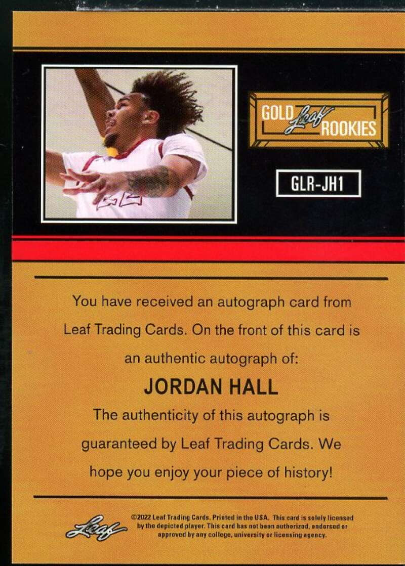 Jordan Hall Rookie Card 2021-22 Leaf Memories '91 Platinum #GLRJH1  Image 2