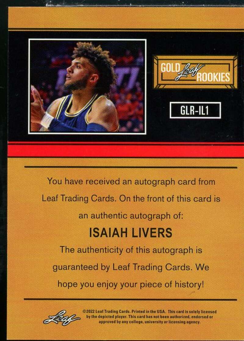 Isaiah Livers Rookie Card 2021-22 Leaf Memories '91 Bronze #GLRIL1  Image 2