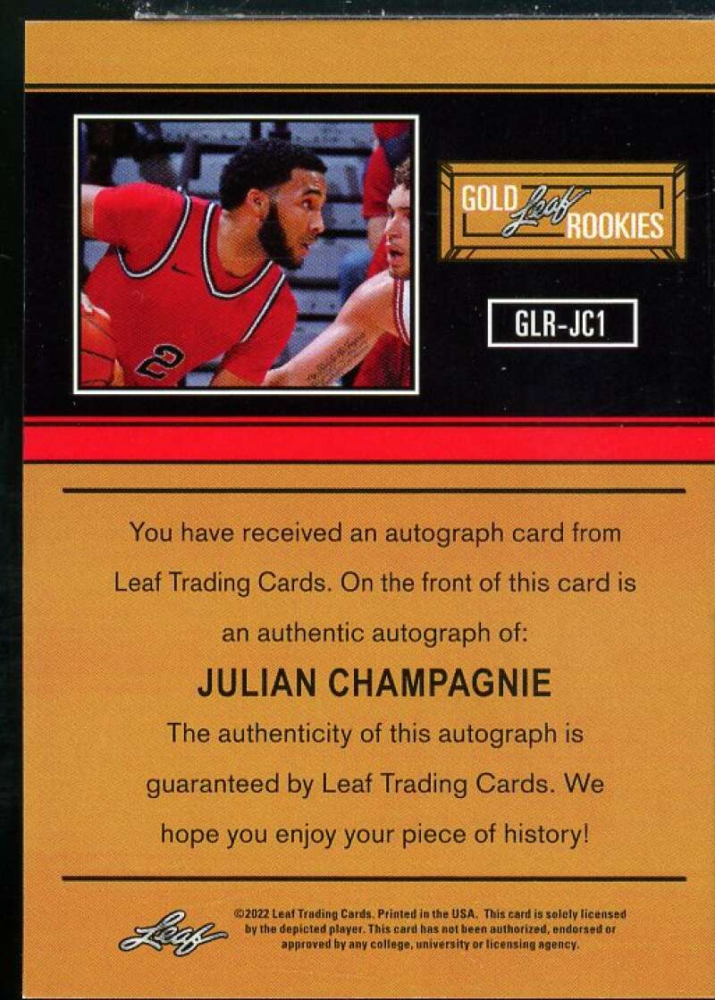 Julian Champagnie Rookie Card 2021-22 Leaf Memories '91 Bronze #GLRJC1  Image 2