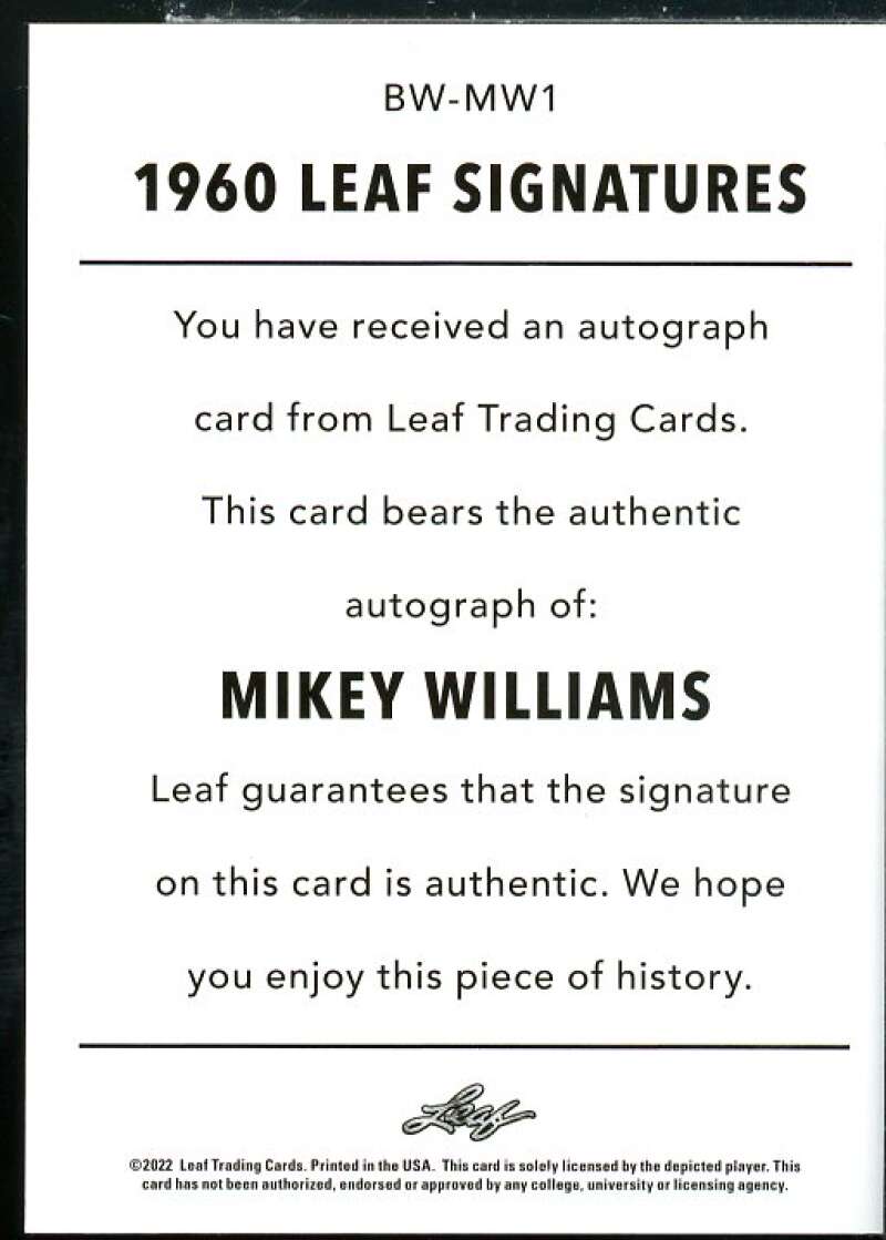 Mikey Williams Rookie Card 2021-22 Leaf Memories '60 Bronze #BWMW1  Image 2