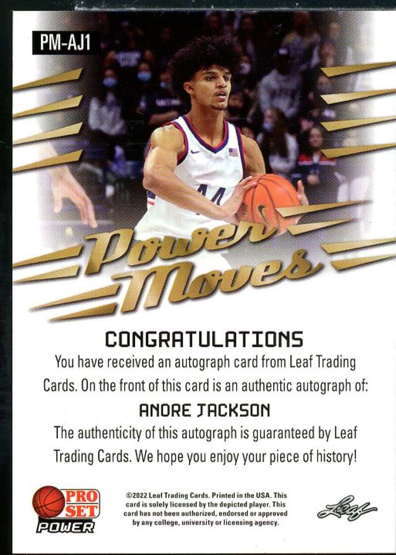 Andre Jackson Rookie Card 2021-22 Leaf Pro Set Power Power Moves Black #PMAJ1  Image 2