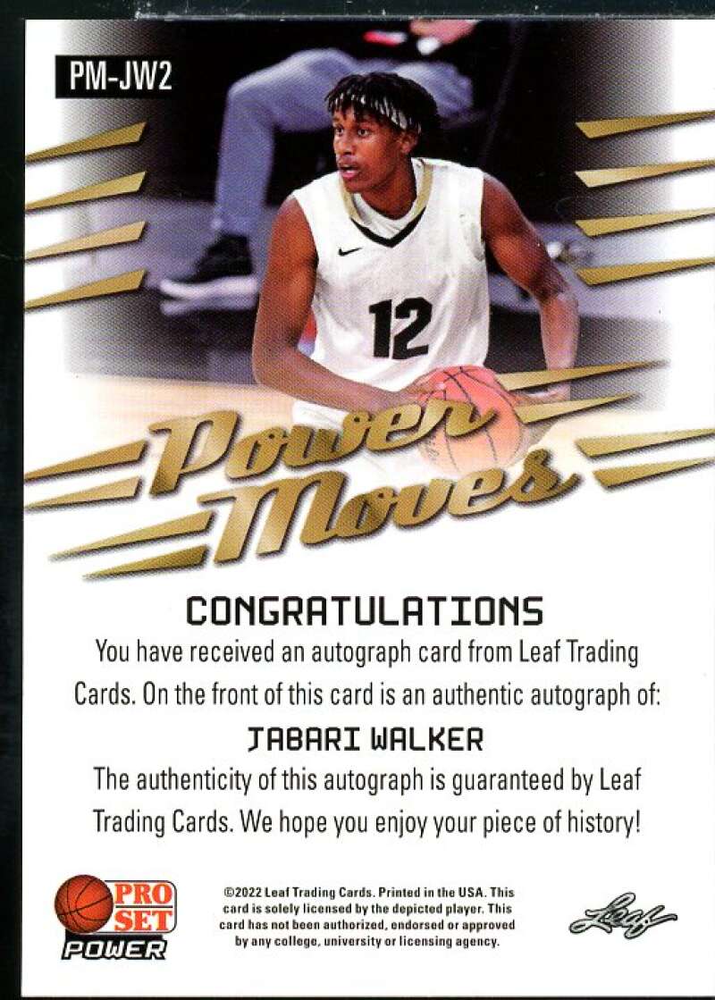 Jabari Walker Rookie Card 2021-22 Leaf Pro Set Power Power Moves Purple #PMJW2  Image 2