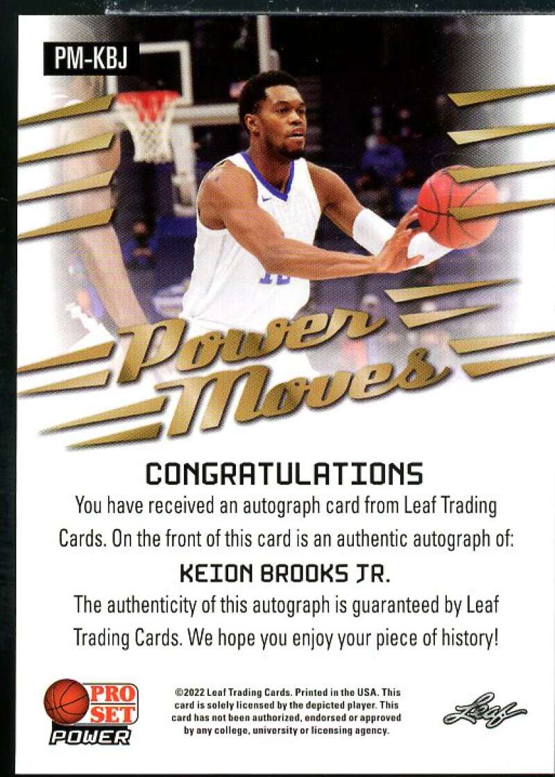 Keion Brooks Jr. Rookie 2021-22 Leaf Pro Set Power Power Moves Purple #PMKBJ  Image 2