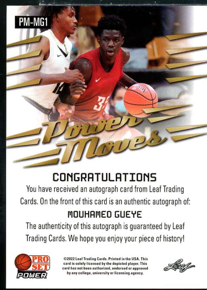 Mouhamed Gueye Rookie Card 2021-22 Leaf Pro Set Power Power Moves Bronze #PMMG1  Image 2