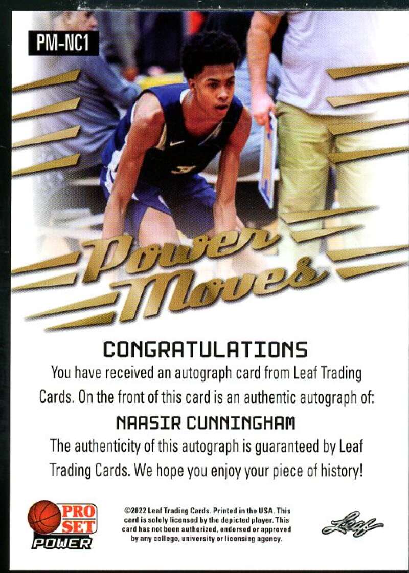 Naasir Cunningham Rookie 2021-22 Leaf Pro Set Power Power Moves Bronze #PMNC1  Image 2