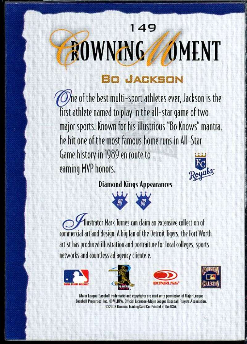 Bo Jackson Card 2002 Diamond Kings Bronze Foil #149  Image 2