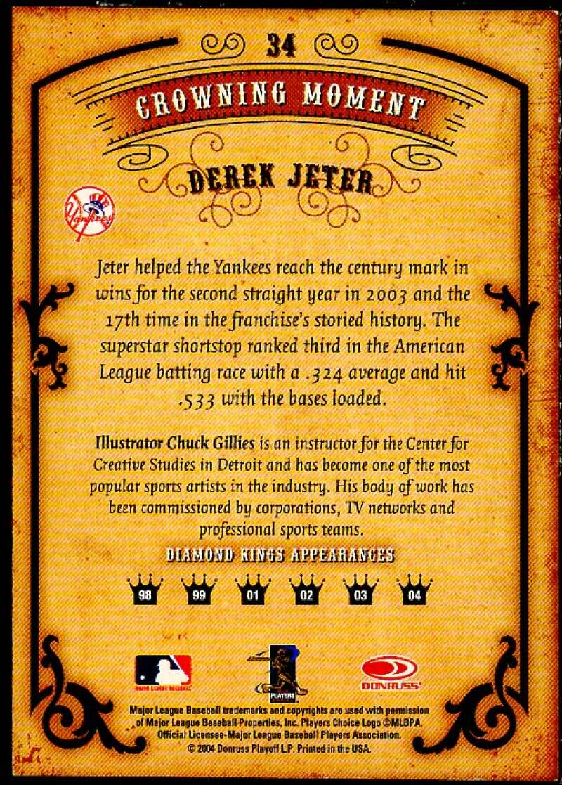 Derek Jeter Card 2004 Diamond Kings Framed Bronze #34  Image 2