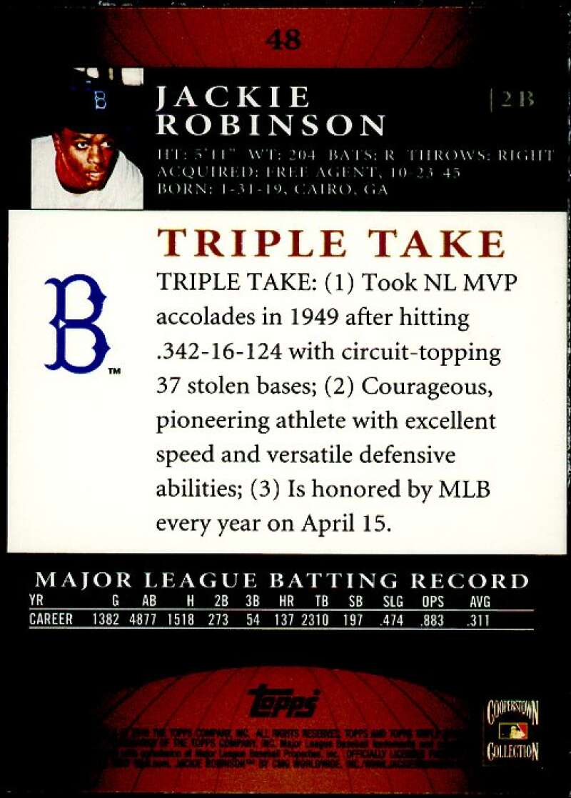 Jackie Robinson Card 2010 Topps Triple Threads Sepia #48  Image 2