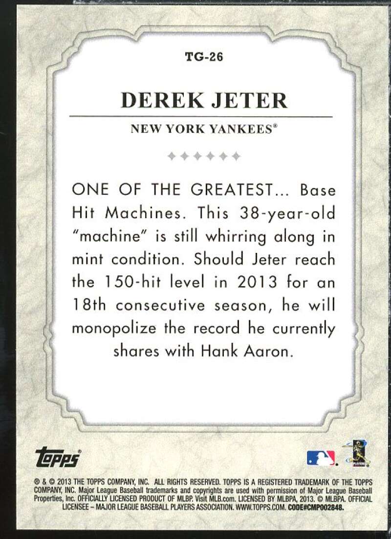 Derek Jeter Card 2013 Topps The Greats #TG26  Image 2