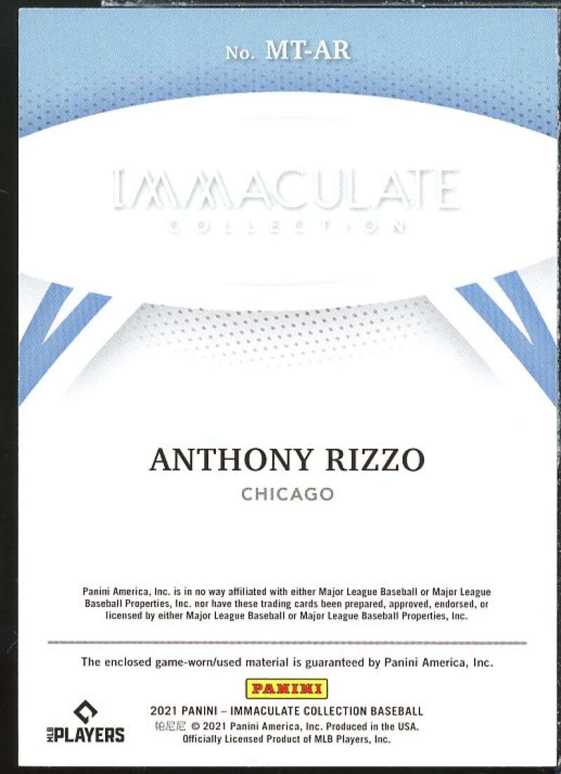 Anthony Rizzo Card 2021 Immaculate Collection Material Trios #7  Image 2