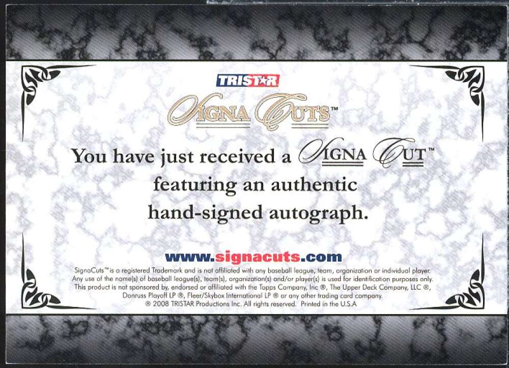 Carlos Carrasco Card 2008 Tristar Signa Cuts #NNO  Image 2