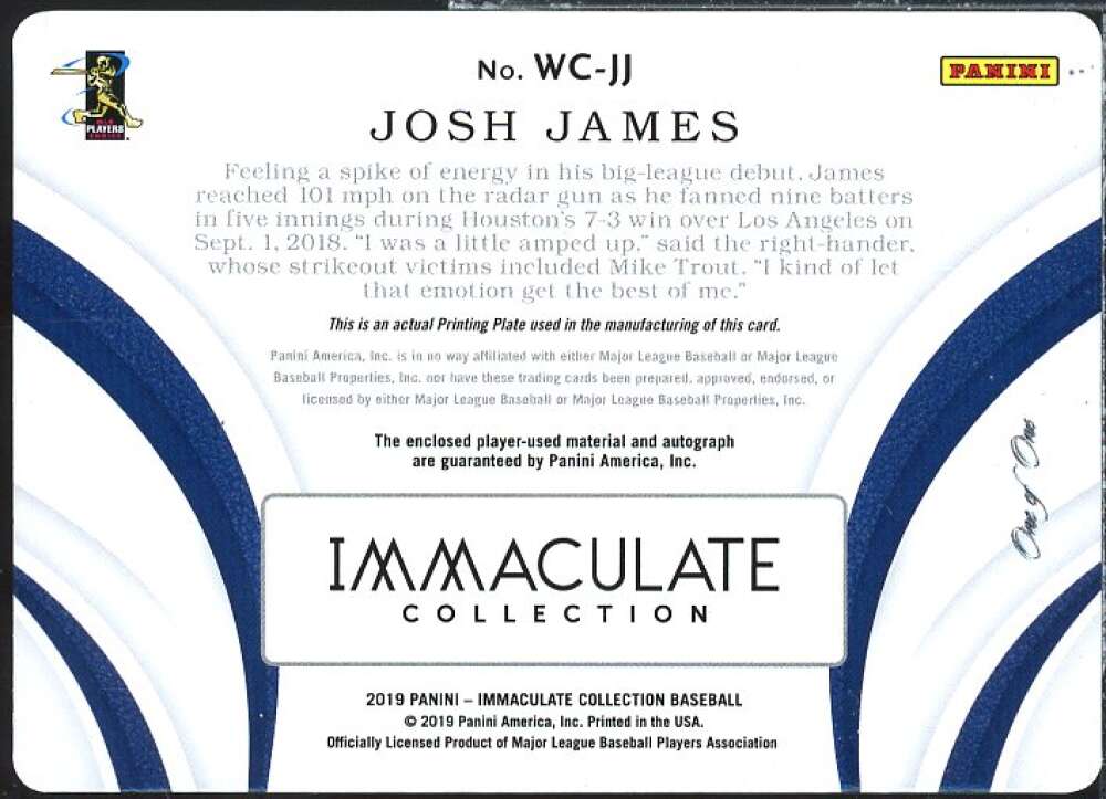 James 2019 Immaculate Winter Collection Triple JSY AU Printing Plates Black #7  Image 2